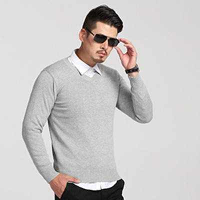 秋季尚新！玲轩居男士套头V领针织衫