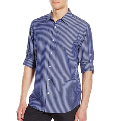 阳光！Calvin Klein CK Cotton Tencel 男士条纹衬衫