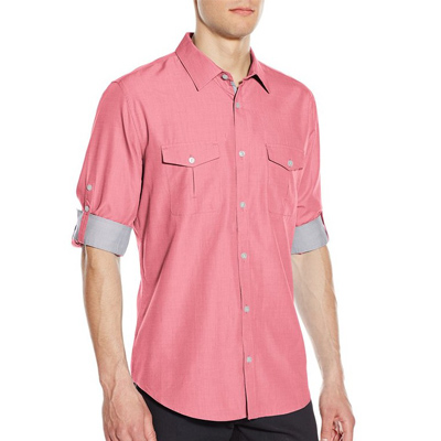 好价！Calvin Klein Cotton Tencel男士长袖休闲衬衫