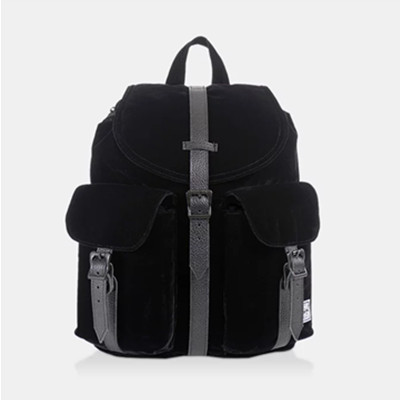 真材实料！Herschel Supply 双肩背包 黑色（类似灯芯绒材质）