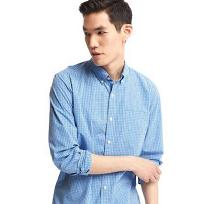 清爽设计！Gap小格纹长袖衬衫321891
