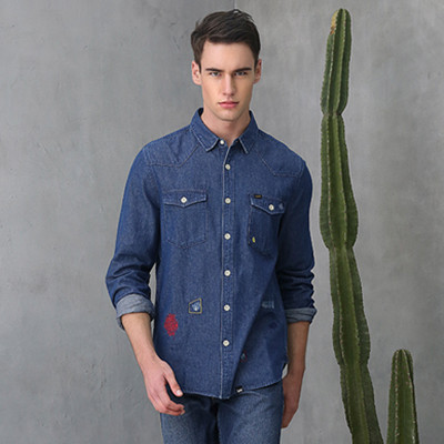 新风尚！Lee男士复古休闲长袖牛仔衬衫L15981S173RC