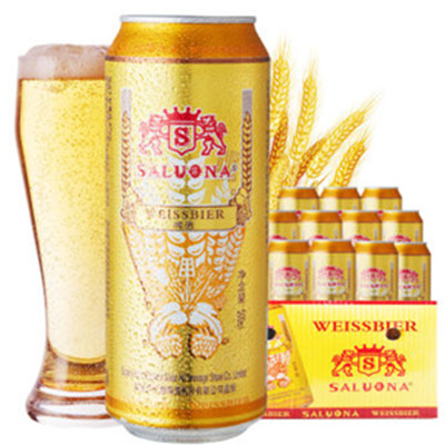白菜价！SALUONA萨罗娜清爽小麦啤酒整箱装500ml*12听