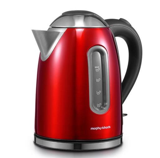 镇店之宝！摩飞 MR6366 炫彩不锈钢电热水壶 英伦红