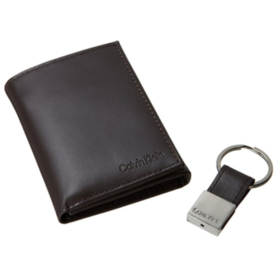 人气畅销！Calvin Klein 男士真皮三折钱包（带钥匙扣）