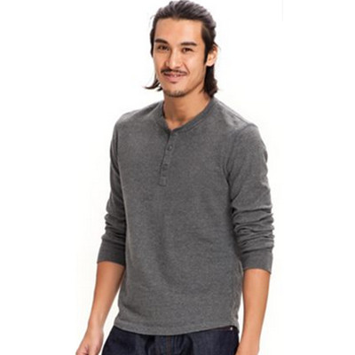 新风尚！Gap男秋季新款纯棉经典纯色亨利领T恤322540