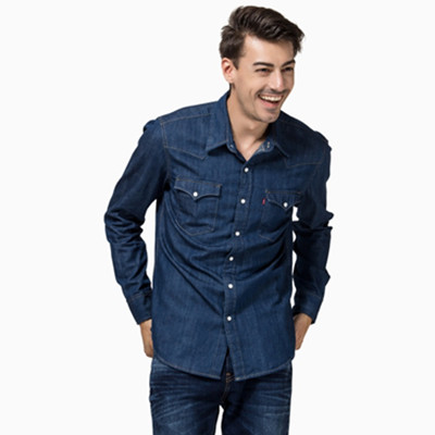 新风尚！Levi's李维斯翻领修身长袖牛仔衬衫66986-0020