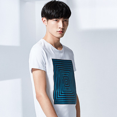 新风尚！GXG男士时尚白色时尚印花T恤#52244261