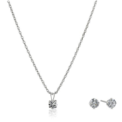 闪耀！Amazon Collection施华洛世奇元素 项链耳钉套装