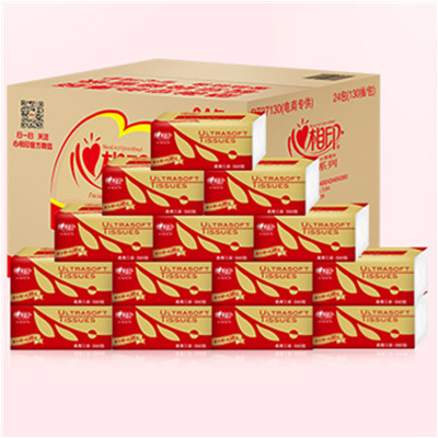 3层特柔！心相印红悦抽纸24包整箱