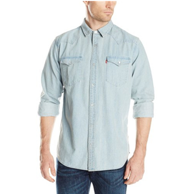 限S码！Levi's 李维斯Denim Western男士牛仔衬衫