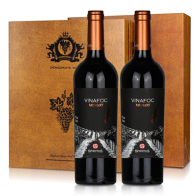 浓香精选！火葡园 干红葡萄酒（美乐）750ml*2一统天下礼盒