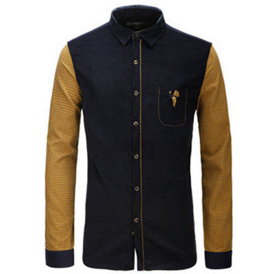 秋季单品！马克华菲灯芯绒修身男式长袖衬衫7143302002