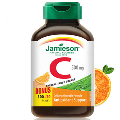 酸甜可口！Jamieson健美生天然维生素C咀嚼片500mg*120片