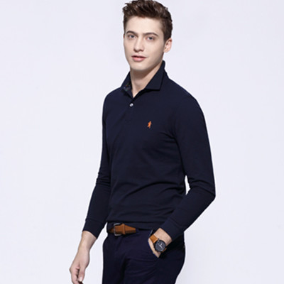 帅气！与狼共舞长袖纯棉翻领T恤989306541