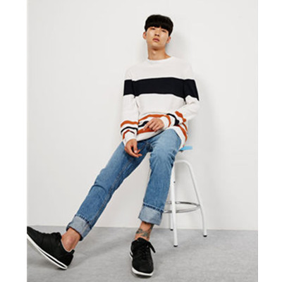 帅气百搭！Bershka男士条纹针织衫06946843