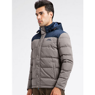 防风保暖！Jeep吉普男士连帽加厚休闲冬装羽绒服J652010682