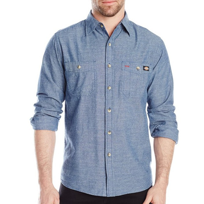 休闲！Dickies Printed Chambra 男长款衬衫