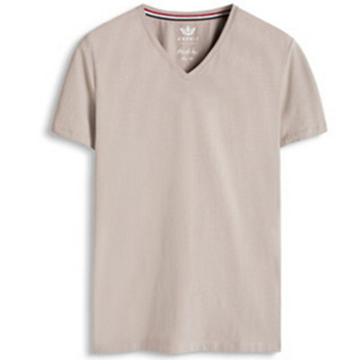 简约设计！ESPRIT男士纯色紧身短袖V领T恤-056EO2K001