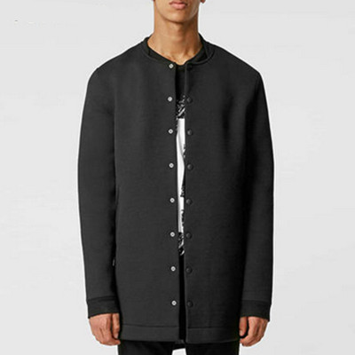 达人必备！TOPMAN黑色中长款棒球领钮扣夹克外套|79X08MBLK