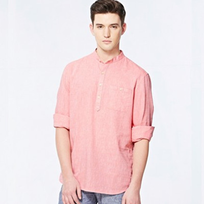 简洁利落！佐丹奴男式天然麻棉衬衣01046259