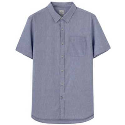 舒适大方！佐丹奴简约麻棉纯色休闲修身男士短袖衬衣01046202