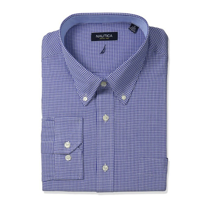 大白菜！Nautica 诺帝卡Gingham Poplin 男士长衬衫
