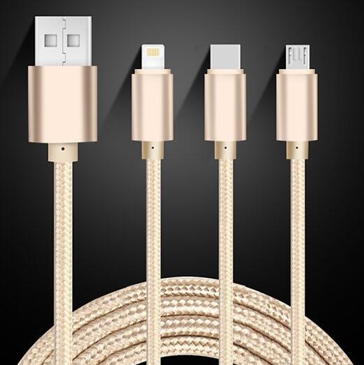 三合一！Viken 维肯 三合一尼龙苹果安卓通用充电线