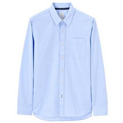 休闲百搭！佐丹奴华夫格小提花纯棉男士长袖衬衣01046010