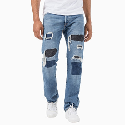 补丁款式！Levi's李维斯501系列男士原创直筒水洗牛仔裤00501-2159
