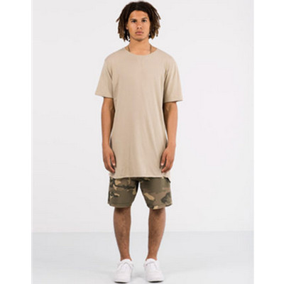 加长款式！PullAndBear男士不规则下摆水洗刷纹T恤09237555