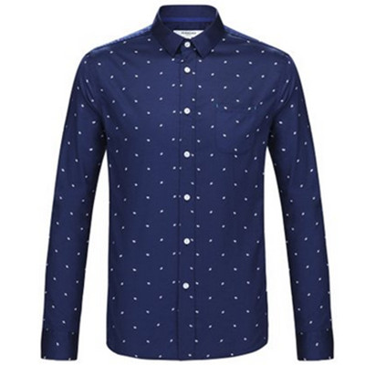 休闲百搭！马克华菲男士印花波点修身长袖衬衫7153307150