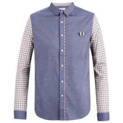 拼接设计！马克华菲男士时尚格子衬衫7151307202045