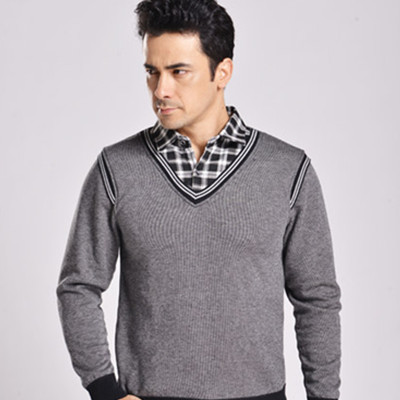 加绒加厚！北极绒男式假两件套商务加厚加绒保暖衬衫B140600611