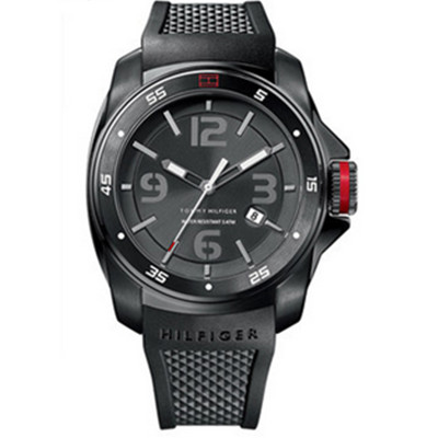 价格不错！Tommy Hilfiger男士硅胶表带腕表防水石英表