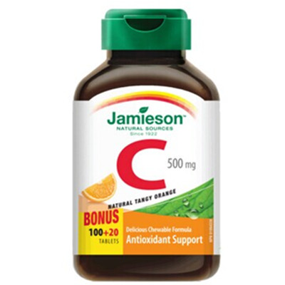 酸甜可口！Jamieson健美生天然维生素C咀嚼片500mg*120片
