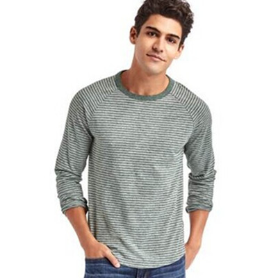 秋季佳品！Gap男装舒适百搭混色条纹插肩T恤325746