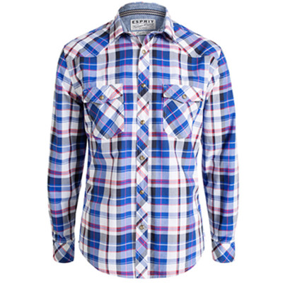 经典格子！ESPRIT男士格子长袖衬衫-026EE2F020