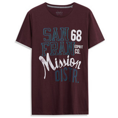 夏季清仓！ESPRIT男士字母印花圆领短袖T恤-086EE2K002