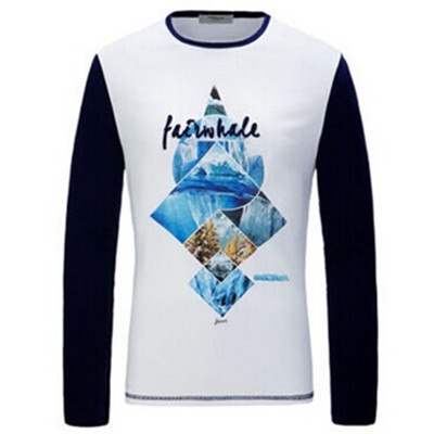 时尚休闲！马克华菲几何图案印花长袖T恤7154207102