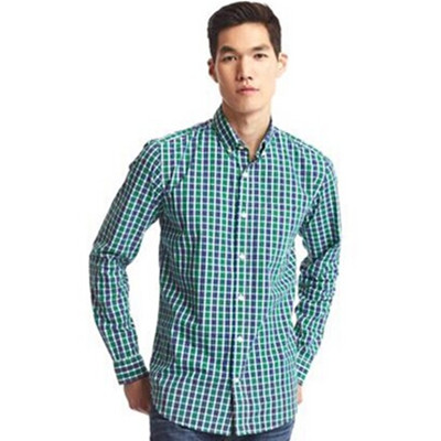 秋季百搭！Gap男装经典百搭小格纹长袖衬衫321869