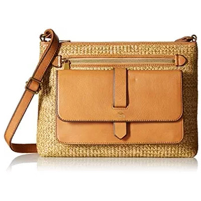 出街必备！Fossil Kinley Medium Cross 女款拼接斜挎包