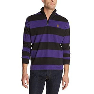 多色可选！U.S. Polo Assn.男式条纹罗纹立领/ 4拉链套头衫