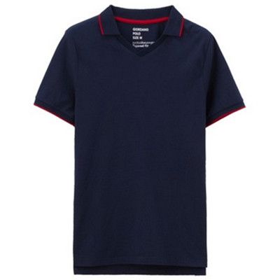 休闲百搭！佐丹奴弹力棉V字领罗纹翻领短袖Polo衫01016203