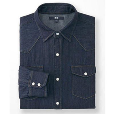 休闲百搭！UNIQLO优衣库牛仔衬衫(水洗产品)(长袖)178741
