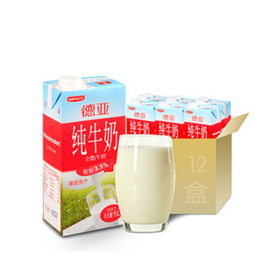 奶香纯正！德亚全脂牛奶1L*12*2