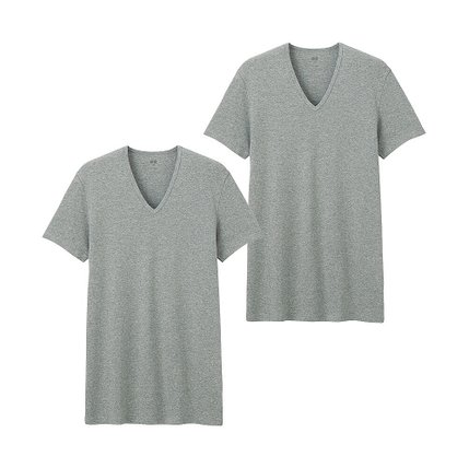 直降！优衣库男装SUPIMA COTTON V领T恤(短袖)2P 172787