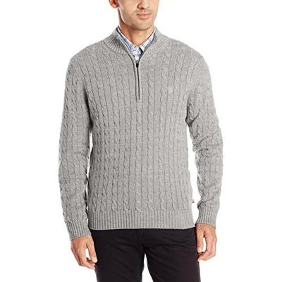 好价！IZOD 1/4 Zip Cable 男士开领毛衣