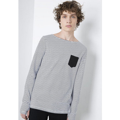 秋季佳品！C＆A男式条纹口袋长袖T恤CA200182366
