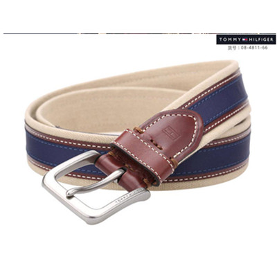 时尚美观！Tommy Hilfiger 男士帆布条纹拼接腰带